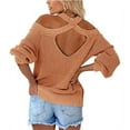thumbnail image 4 of Women's Solid Color Sexy Off Shoulder Loose Knit Sweater Top for Fall Winter Evening Events,Camel,XL, 4 of 6