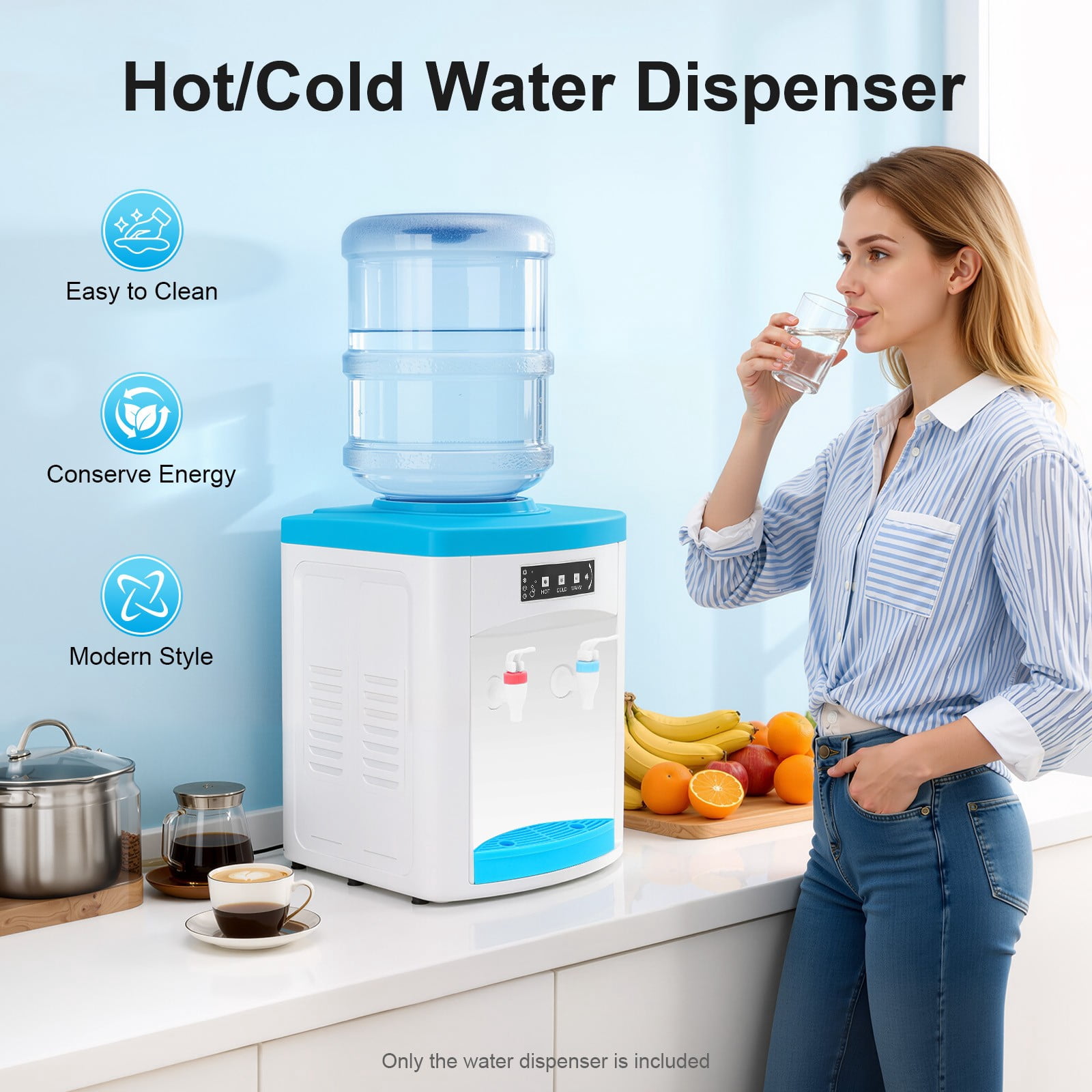 Hot Cold Water Dispenser Desktop, 550W Electric Water Dispenser Office, Countertop Top Dispenser Water Machine for Hold 5-18L Bucket