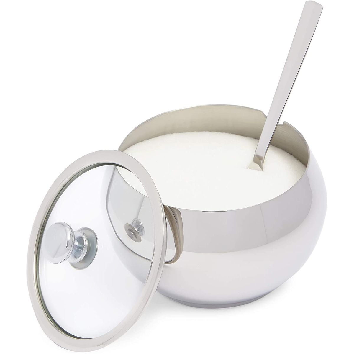 Stainless Steel Sugar Bowl with Lid and Spoon (7 oz, 3Piece Set