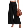 thumbnail image 5 of Yifymode Wide Leg Pants for Women High Wasited Baggy Palazzo Pants Casual Pull On Bell Bottom Smocked Elastic Waist Pants,Black L, 5 of 5