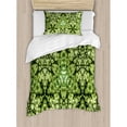 thumbnail image 3 of Nature Duvet Cover Set Queen Size, Free Abstract Nature Inspired Mind Bind Folded Color Silhouette Counter Culture Artsy, Decorative 3 Piece Bedding Set with 2 Pillow Shams, Green, by Ambesonne, 3 of 3