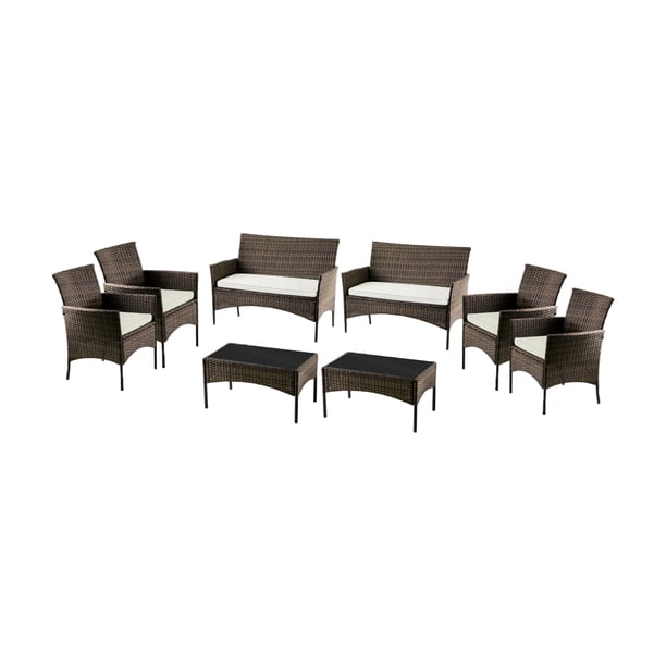 Ilios Innova | Juego de Muebles de Jardín de Mimbre para 8 Personas, Diseño Ergonómico con Almacenaje, Espacio Amplio, Fácil Montaje y Estable, Ideal para Patio y Jardín