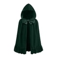thumbnail image 3 of SAWOBUUN Velvet Hooded Cape with Ruffle Hem & Bow Tie Short Cloak for Women Halloween Little Red Riding Hood Party Shawl, 3 of 9