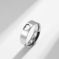 thumbnail image 3 of LYMAYTER Round Stud Earrings Set Matching Rings - 2Pcs Electroplated Hollowed Heart High - polished Finger Rings, 3 of 6