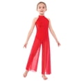 thumbnail image 1 of vastwit Filles Enfants Paillettes Sans Manches Justaucorps Lyrique de Ballet Robe en Maille Jambe Grand Combinaison Pantalon Justaucorps Tenue de Danse Rouge 8, 1 of 7