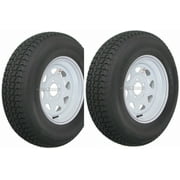 2Pack Trailer Tire On Rim ST205/75D15 205/75 D 15 in. LRC 5 Hole White