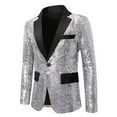 thumbnail image 4 of Donemore Men's Sparkle Dance Suit Blazer Stage Performance Glitter Tuxedo Jacket Slim Fit Polyester Formal Wear, 4 of 5