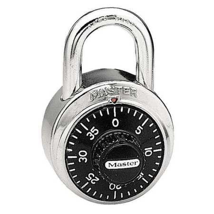 MASTER LOCK 1525 Combination Padlock,Center,Black/Silver
