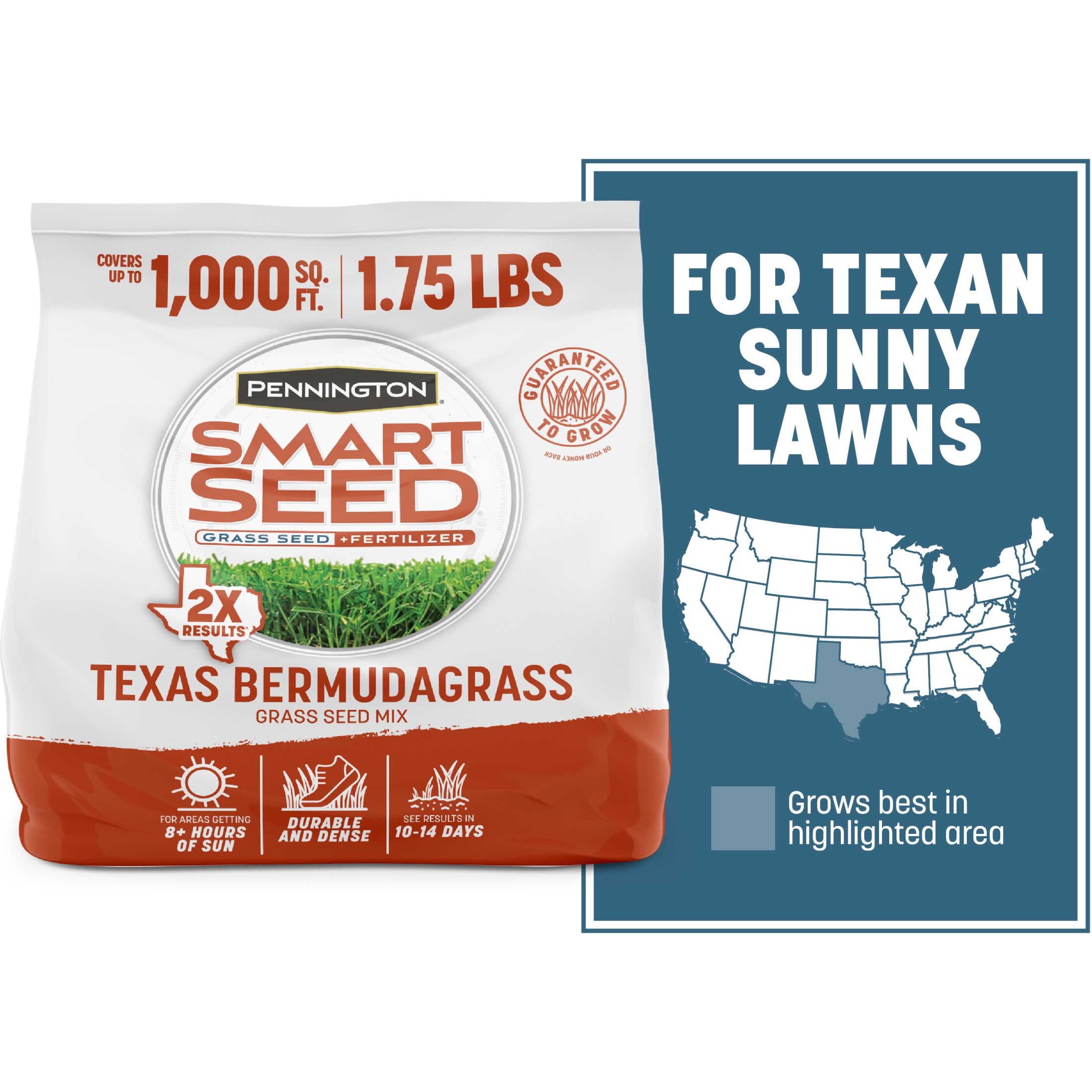 (2 pack) Pennington Smart Seed Texas Bermudagrass Grass Seed Mix, for Full Sun, 1.75 lb. New Bag