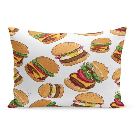 ECCOT White American Cheese Burger Egg in Using Coloring Sketch Pillowcase Pillow Cover Cushion Case 20x30