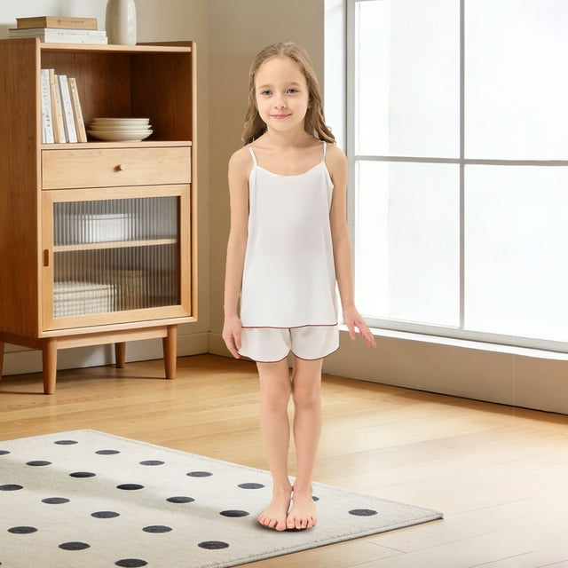 Satin Sleepwear For Girls Lightweight Summer Tank Top And Shorts PJ For Home And Sleep Without Frills