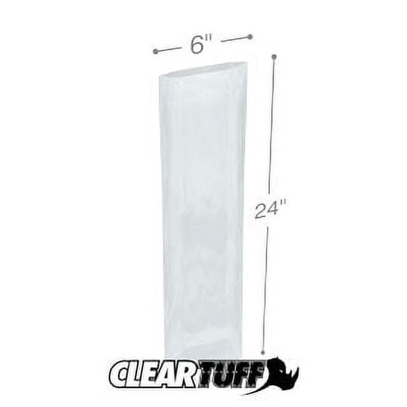 ClearTuff - 6" x 24" 2 Mil Flat Poly Bags - 1000/Case