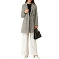 thumbnail image 6 of INSPIRE CHIC Women's Plaid Notched Lapel Long Sleeves Double Breasted Coat XL Gray, 6 of 9