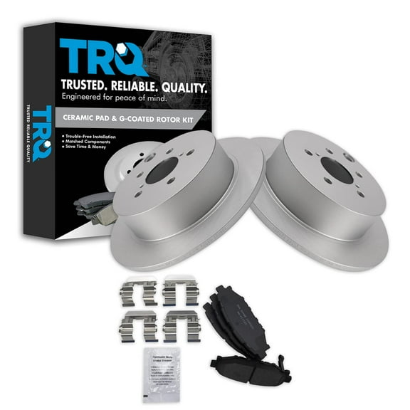 TRQ Rear Brake Pad & Rotor Kit Brake Pads Brake Rotor Ceramic Premium G-Coated Fits Select 2016-2019 Subaru Crosstrek 2014-2018 Forester 2012-2015 Impreza 2013-2015 XV Crosstrek