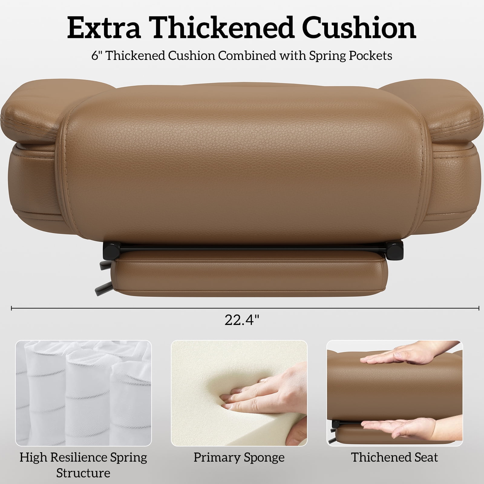 Ninecer High Back Executive Office Chair, Ergonomic PU Leather Office Chair, Heavy Duty Computer Desk Chair, Reclining Office Chair with Footrest 400lbs, Brown