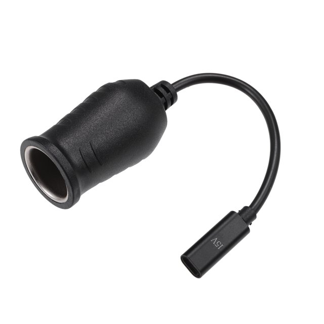 Adaptador de encendedor de cigarrillos de 15 V / Cable convertidor de encendedor de cigarrillos hembra USB tipo C interior para automóvil RV / Plástico ABS duradero 0,19 m / 1 pieza Negro