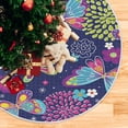 thumbnail image 3 of FMSHPON Butterfly Dahlia Flowers Xmas Christmas Tree Skirt Stand Mat for Holiday Party Decoration Indoor Outdoor 36 inches, 3 of 6
