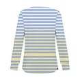 thumbnail image 3 of Women's Pullover Top Winter Stripe Print V Neck with Open Button,Womens Winter Tops, 3 of 6
