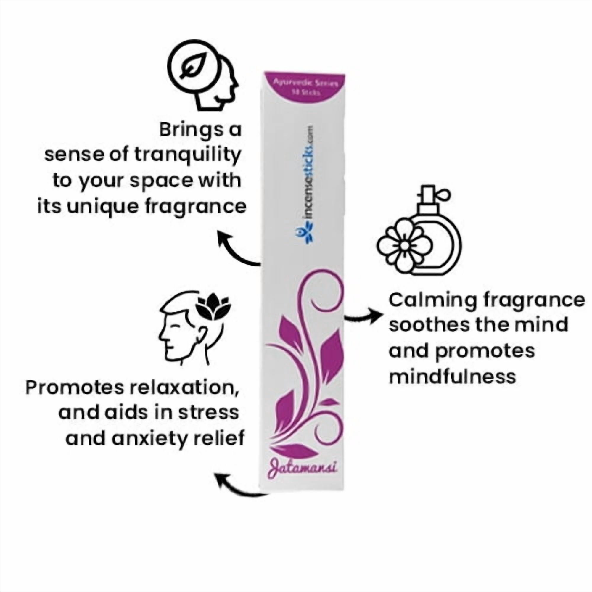 Jatamansi Incense Sticks 8" - 10 Packs, 10 Sticks Each | Earthy & Subtly Sweet Fragrance