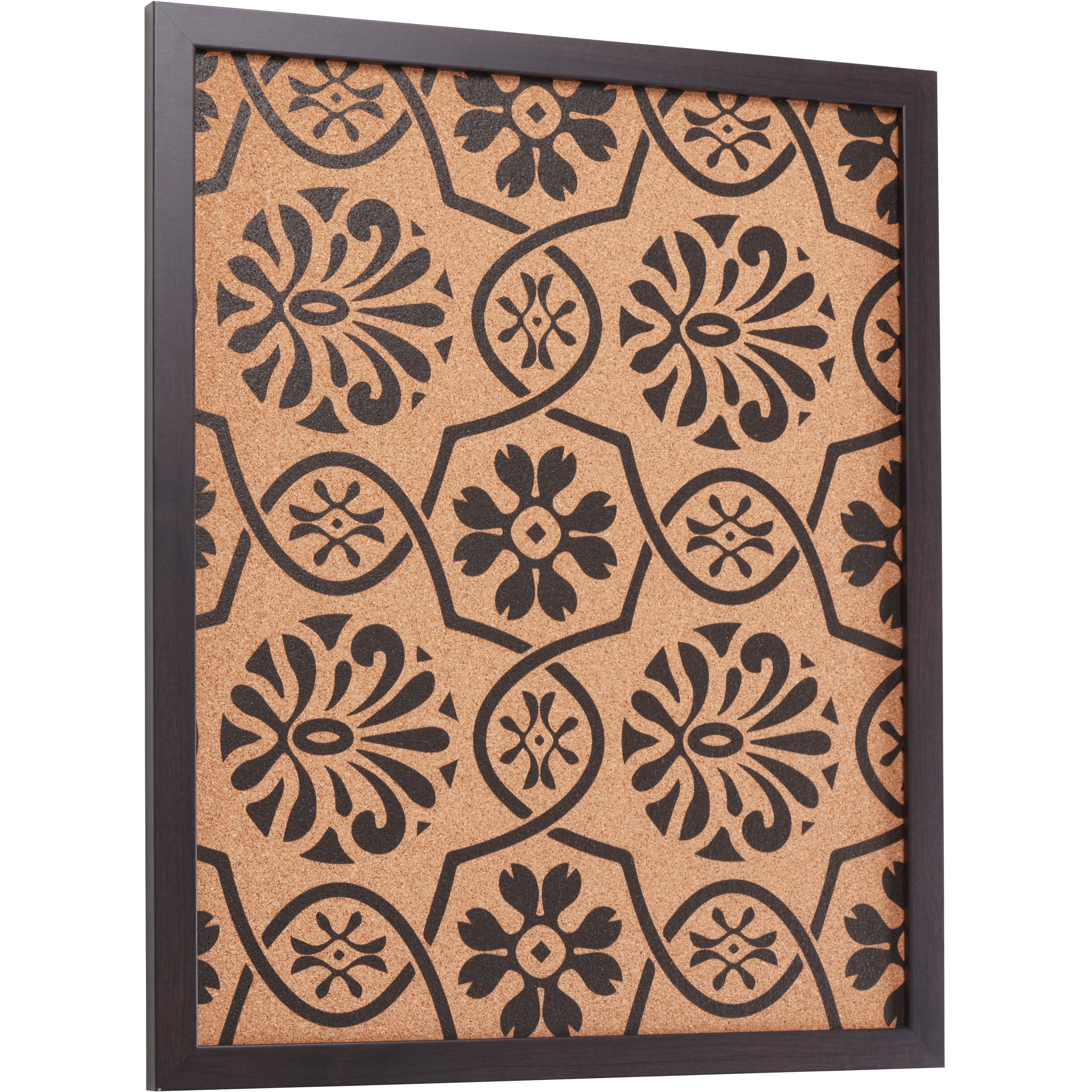 Craig Frames Decorative Cork Bulletin Board, 18.5x23 Inch, Brown Frame with Floral Pattern
