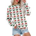thumbnail image 5 of Women's Casual Long Sleeve Round Neck Sweatshirt Fit Pleated Top with Christmas Print for Fashionable Holiday Outfits and Comfortable Wear,Wine,M, 5 of 6