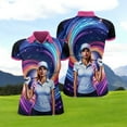 thumbnail image 5 of HOMYGIFTS Women’s Artistic Golf Polo Shirt – Vibrant Mosaic Golfer Design, 5 of 7