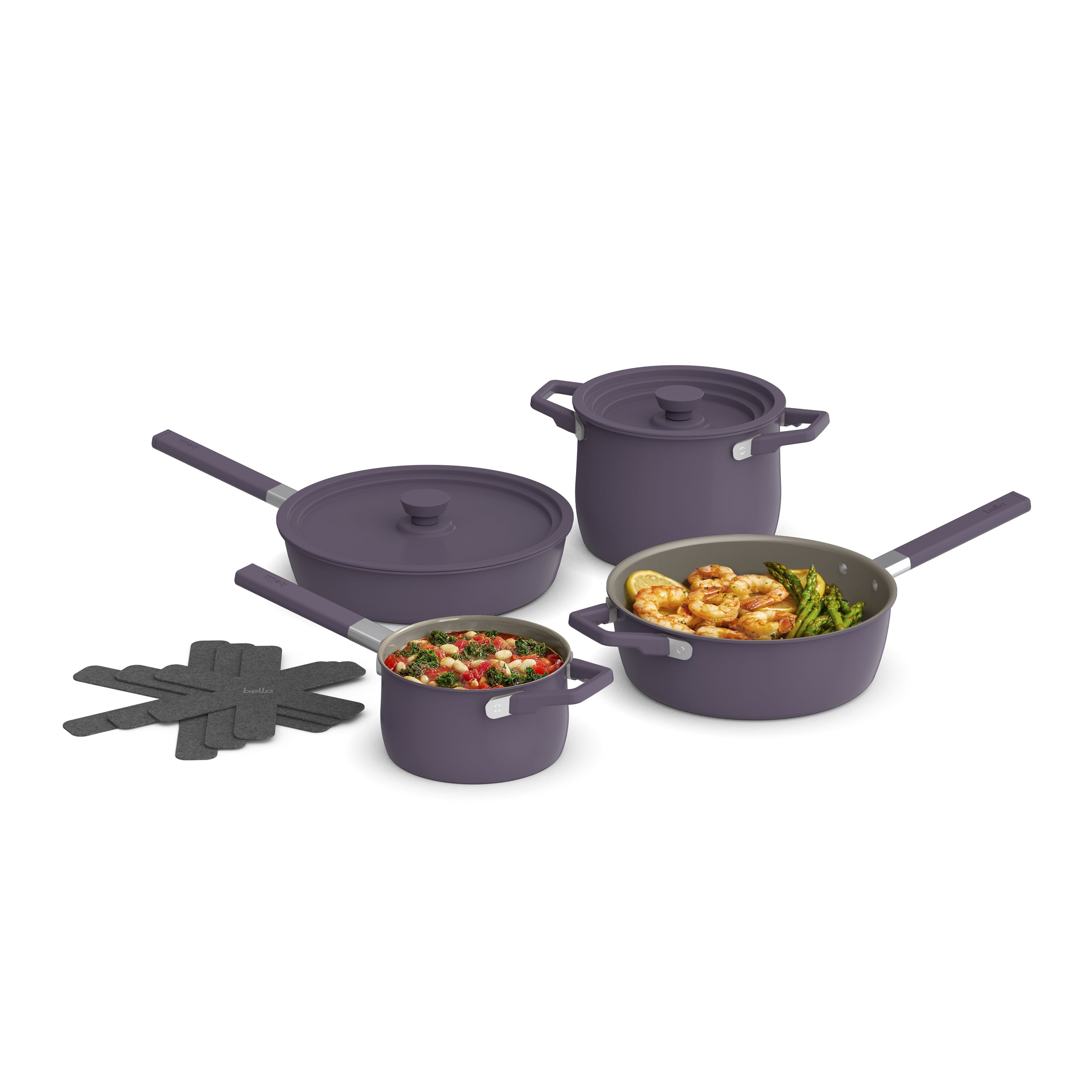 bella 9-Piece Cookware Set, Fits-anywhere™ Kitchenware, Plum
