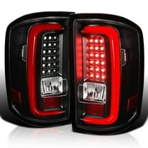 Spec-D Tuning Black LED Tail Lights w/ Red LED Light Bar Compatible with 2014-2018 GMC Sierra 1500, 2014-2018 GMC Sierra 2500HD, 2014-2018 GMC Sierra 3500HD, Left   Right Pair Assembly
