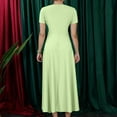 thumbnail image 4 of Lodgix Plus Size Summer Casual Dress A Line Dresses for Women Long Dresses with Sleeve Casual Belted Light Green 2XL, 4 of 4