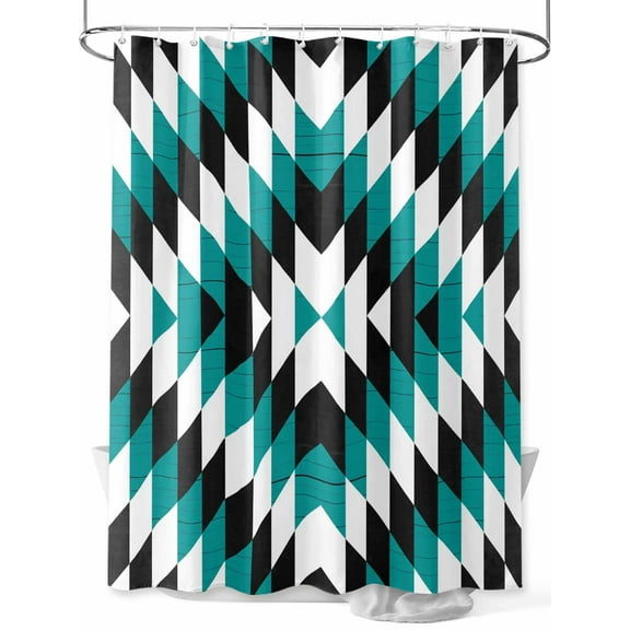 Shower Curtain Aztec Boho Bathroom Curtains with Hooks, Waterproof Fabric Bohemian Abstract Geometric Turquoise Bath Shower Curtains Set for Bathroom Bathtubs Decor 36x72 Inch