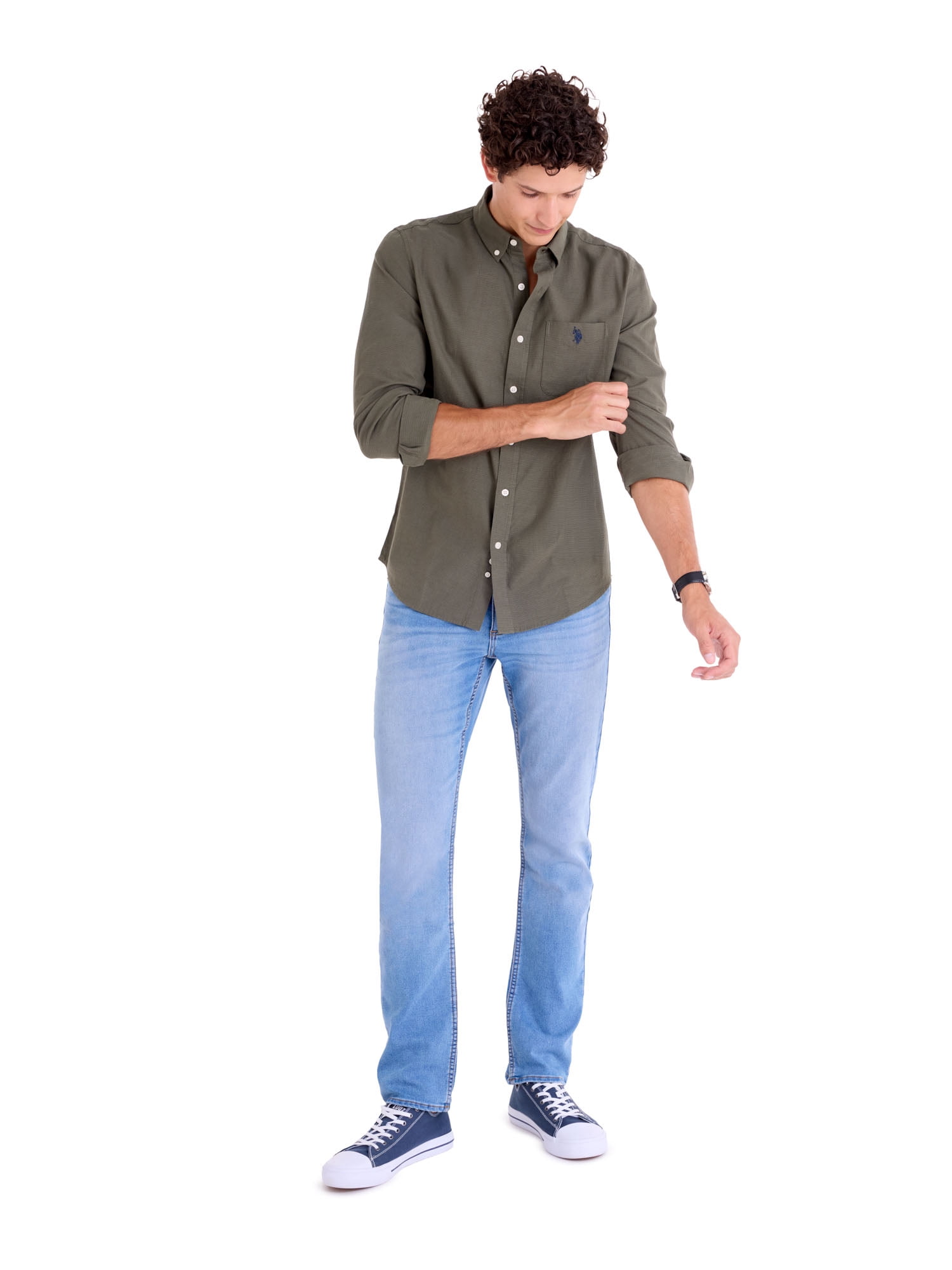 U.S. Polo Assn. Men's Poplin Long Sleeve Button-Down Shirts
