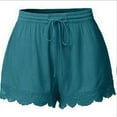 thumbnail image 2 of Pantalones cortos casuales con cordones de color sólido de verano europeos y americanos para mujer, 2 of 5