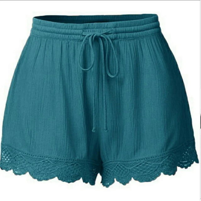 Pantalones cortos casuales con cordones de color sólido de verano europeos y americanos para mujer