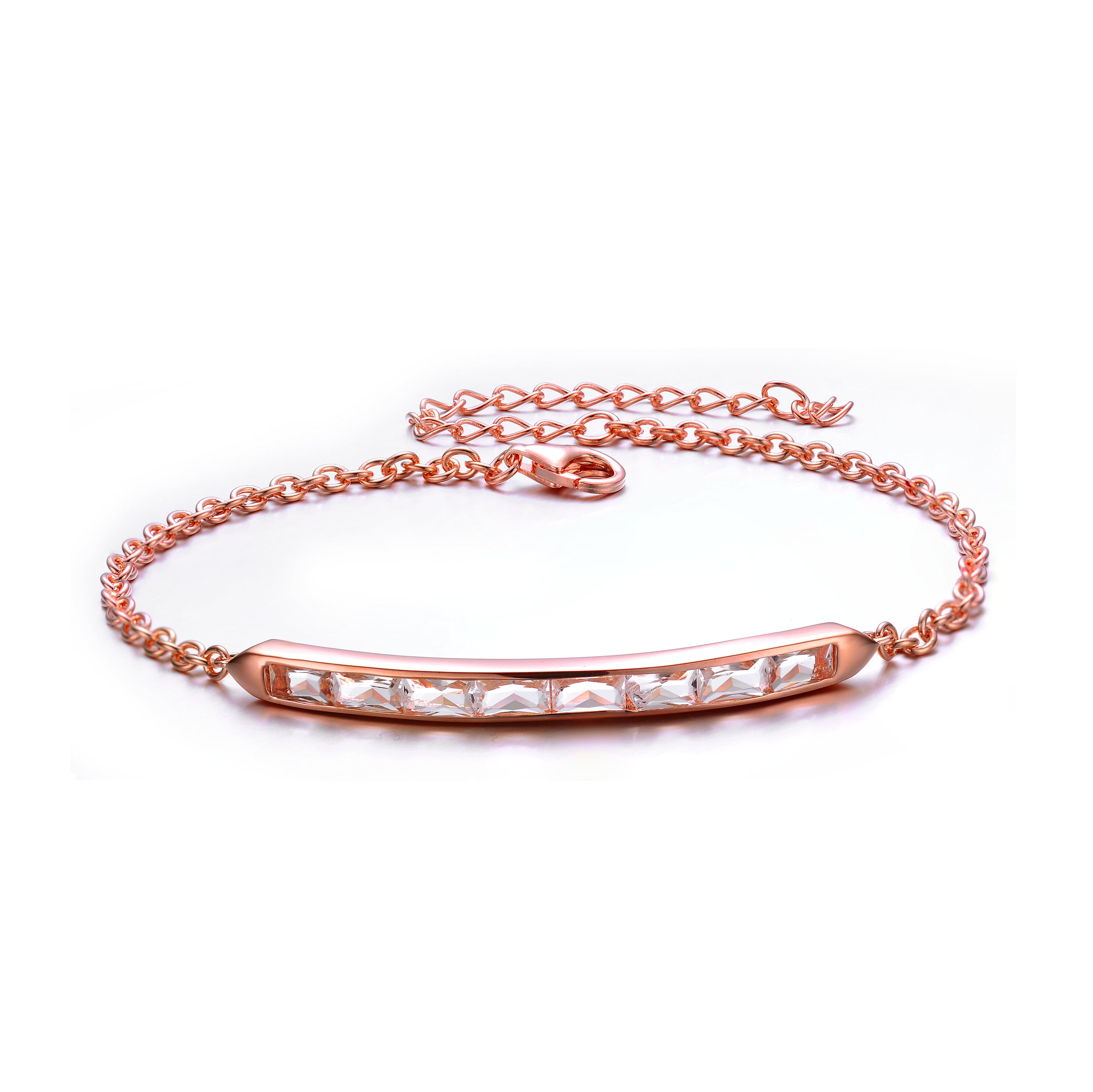 RelavenO Rose Overlay White Chalcedony Cubic Zirconia Bracelet by