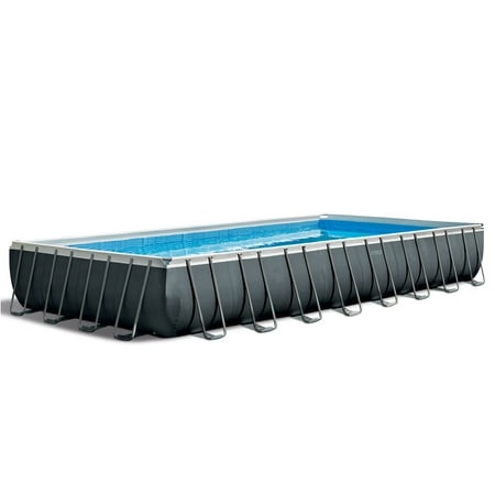 Intex Ultra XTR Rectangular Above Ground Frame Swimming Pool Set w/ Pump, Gray