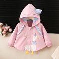 thumbnail image 5 of Vdoaml Toddler Girls Hooded Windbreaker Jacket Kids Cute Duck Embroidery Zip Up Outerwear Children Long Sleeve Coat 3-4 Years Pink, 5 of 5