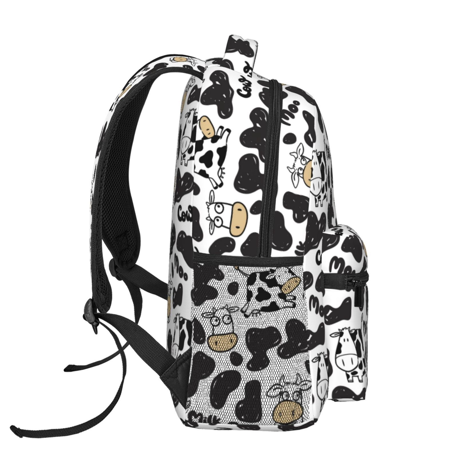 Horeoi Cow Print Eco-Friendly Lightweight Student Backpack for School Travel - Ergonomic Padded Laptop Compartment & Multi-Pocket Design