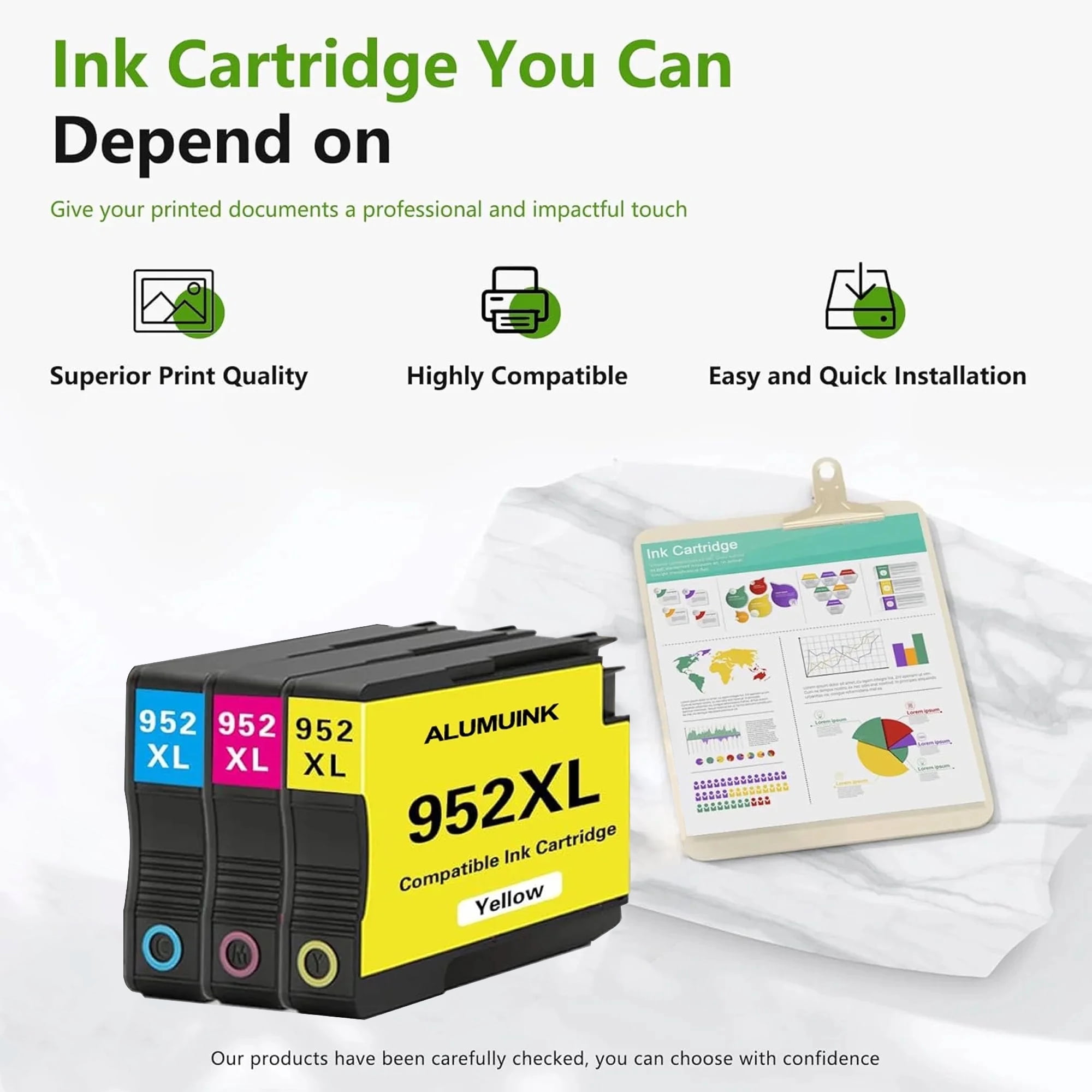 952XL Ink Combo Pack Compatible for 952 Ink Cartridges for OfficeJet 8710 7740 Printers (3 Pack)