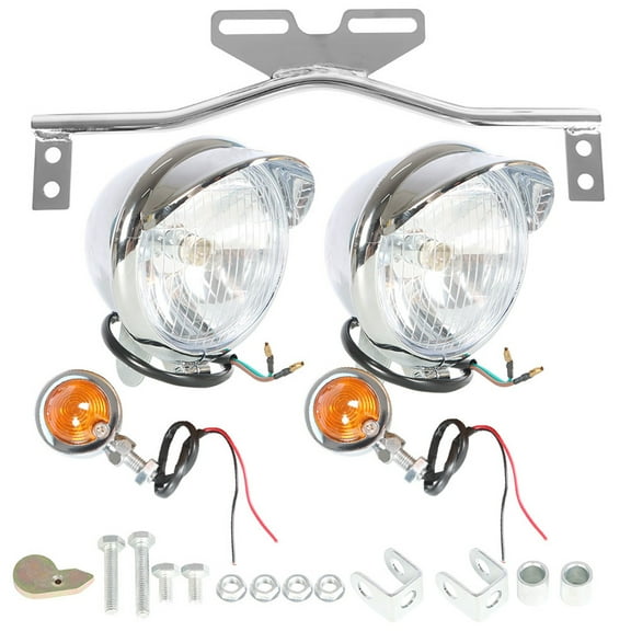 Motorcycle Turn Signals Fog Light Turn Light Bar Kit with Bracket Set Chrome