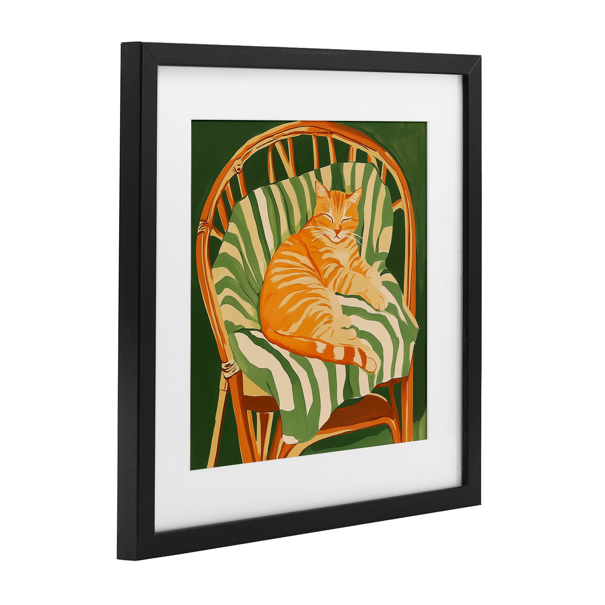 Stupell Industries Cat In Rattan Chair Black Framed Print Under Glass, design by Walker Noble