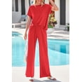 thumbnail image 7 of PRETTYGARDEN Women's Summer 2 Piece Matching Lounge Sets Short Sleeve Shirts Tops Wide Leg Pants Travel Airport Outfits, 7 of 7