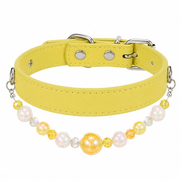 Colorful Beaded Pet Collar Adjustable DIY Charm Necklace for Dogs Cats Holiday Gift Outdoor Walking