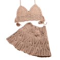 thumbnail image 1 of Crochet Bikini Sets Solid Color Knitted Off Shoulder Top Bottom Bikini Beachwear Bathing Suit Women Swimsuit sky blue M, 1 of 4