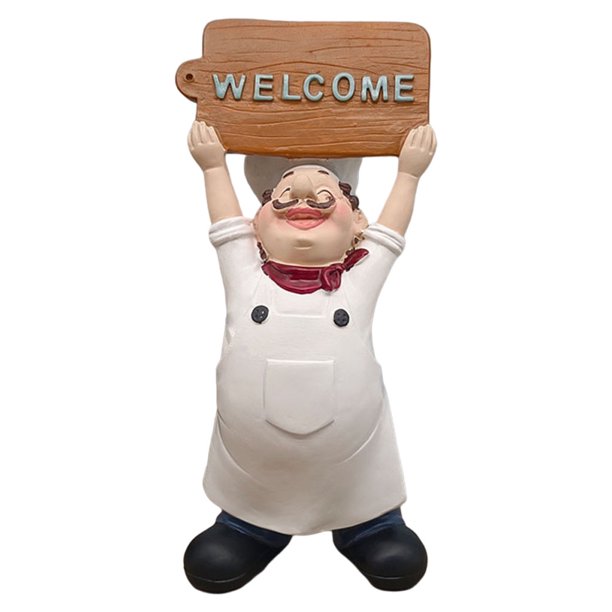 Creativo Chef Figuril Linda Escultura Personaje Resina Coleccionable Artesanía Adornos de Cocina para Nad Decoración de Cumpños Cartel de bienvenida Sunnimix Figurilla de Chef