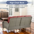 thumbnail image 5 of POCASSY 72 Inch Width Outdoor Wicker Sofa Patio Couch with Cushions, All Weather Gray Wicker Sofa Patio 3 Seater Sofa Couch for Porch, Deck, Balcony, Red, 5 of 9