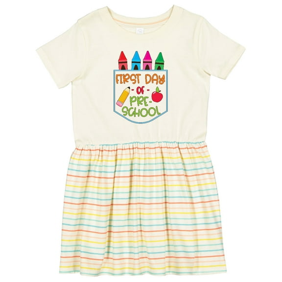 Inktastic 1st Day of Preschool Crayons and Apple Back to School Girls Toddler Dress