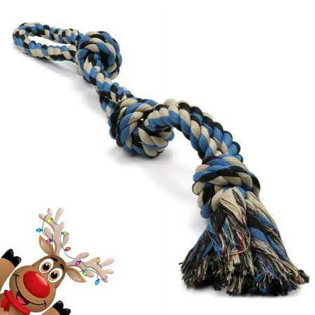 UPC: 0860406001434 | Pacific Pups Products Interactive Dog Toys Blue Tough Twisted Rope Toy with 3 Knots