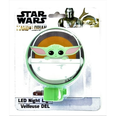 Star Wars Mandalorian LED Night Light, Baby Yoda Plug-in Lamp LED Bulb Included, Perfect for Hallways, Bedrooms, Bathrooms, and Kitchens