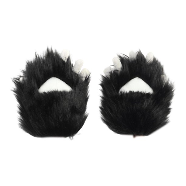 Guantes de pata de gato, accesorios de dibujos animados, disfraz de Halloween para club, carnaval, juego de rol Blanco y negro