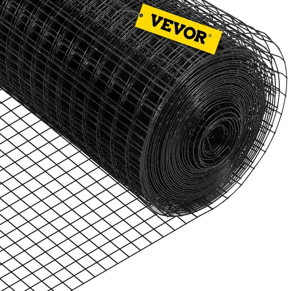 1"x1" Mesh 16 Gauge Vinyl Coated Hardware Cloth, 36"x50' Roll with Cutting Tool & Gloves, Durable Garden Fence, Black